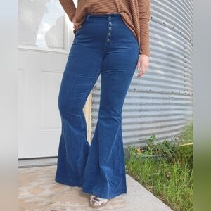 Blue Corduroy Flare Pants